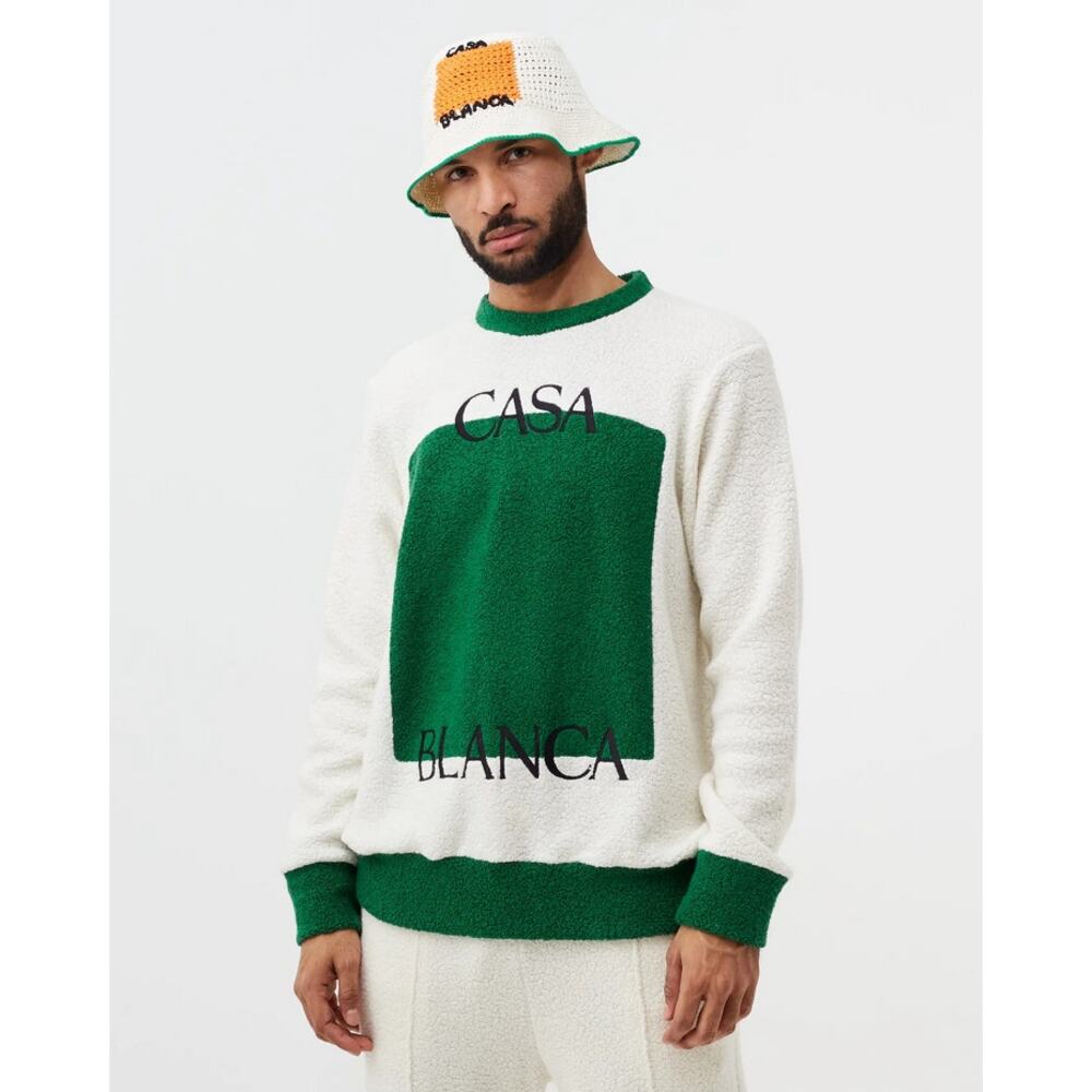 Casablanca Men's Off-White Modal‎ Sweatshirt Small Luxury Preppy Fall Winter